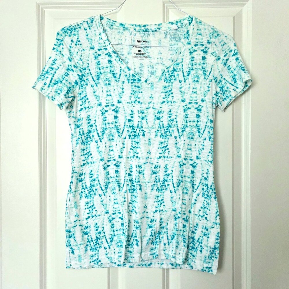 Sonoma Everyday Tee, Green Tie-Dyed V-Neck T-Shirt